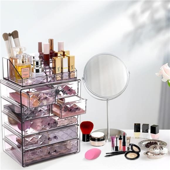 Clear Makeup Organizer with Brush Holder, Large Acrylic Cosmetic Display Cases - Picture 6 of 6